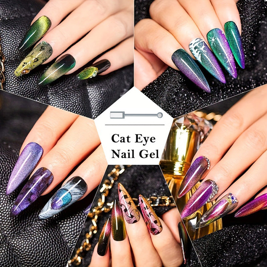 Kit Vernis Cat Eye Galaxy 5 couleurs +base noire + barre magnétique