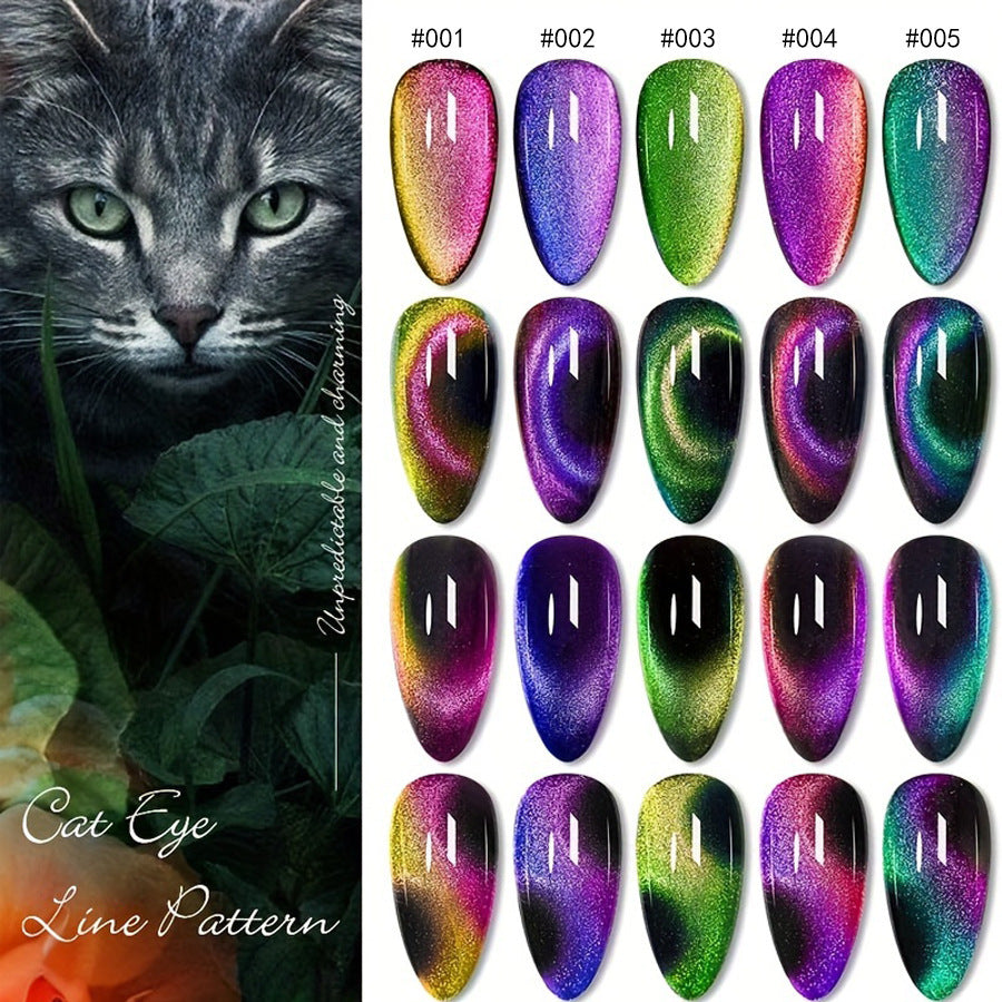Kit Vernis Cat Eye Galaxy 5 couleurs +base noire + barre magnétique