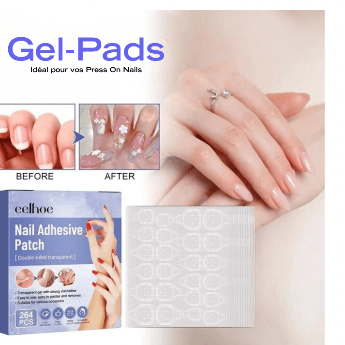 Gel-pads Adhésifs double face pour Press On Nails, waterproof, boite de 264 pieces