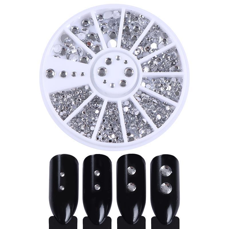 Boite de Strass à coller, Diamant Argenté (contient 4 tailles de 1,2mm à 4mm) - La Boutique Origi'Nails™️