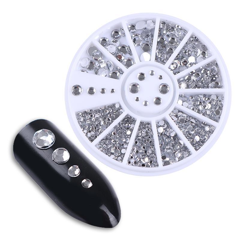 Boite de Strass à coller, Diamant Argenté (contient 4 tailles de 1,2mm à 4mm) - La Boutique Origi'Nails™️