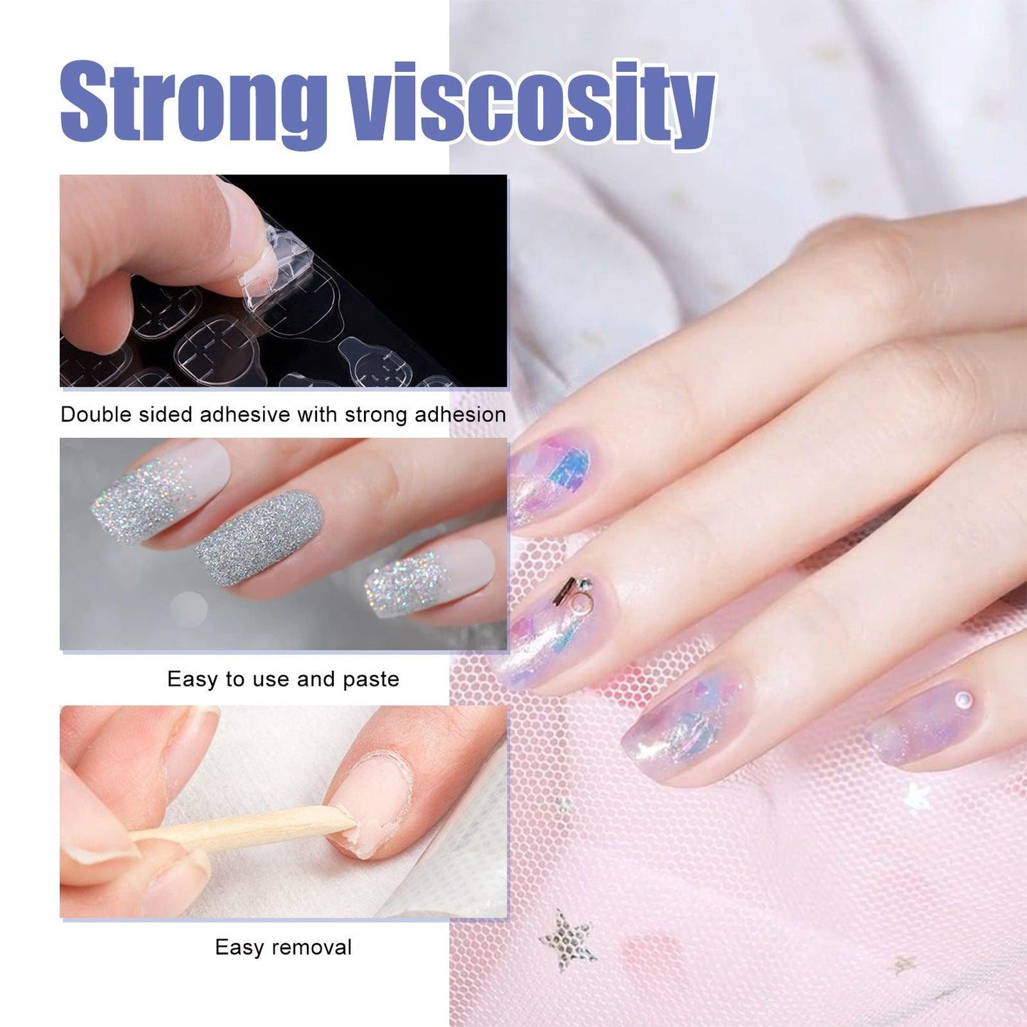 Gel-pads Adhésifs double face pour ongles auto-adhésifs Jelly, adhésif double face amovible, waterproof - La Boutique Origi'Nails™️