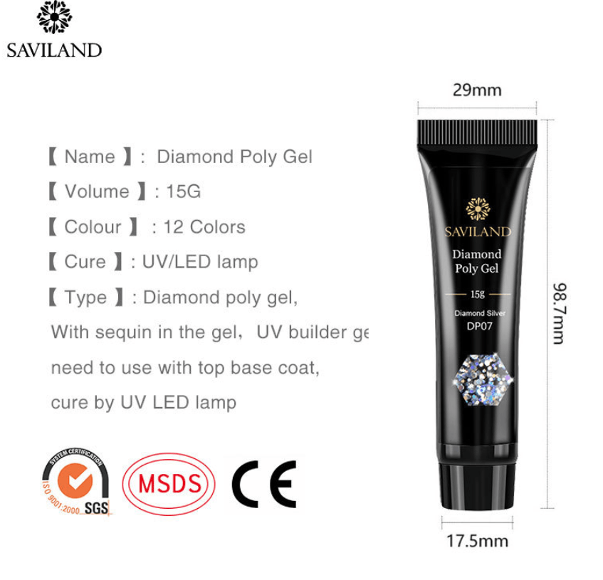 Tube Diamond Polygel 15g, 12 coloris disponibles - La Boutique Origi'Nails™️