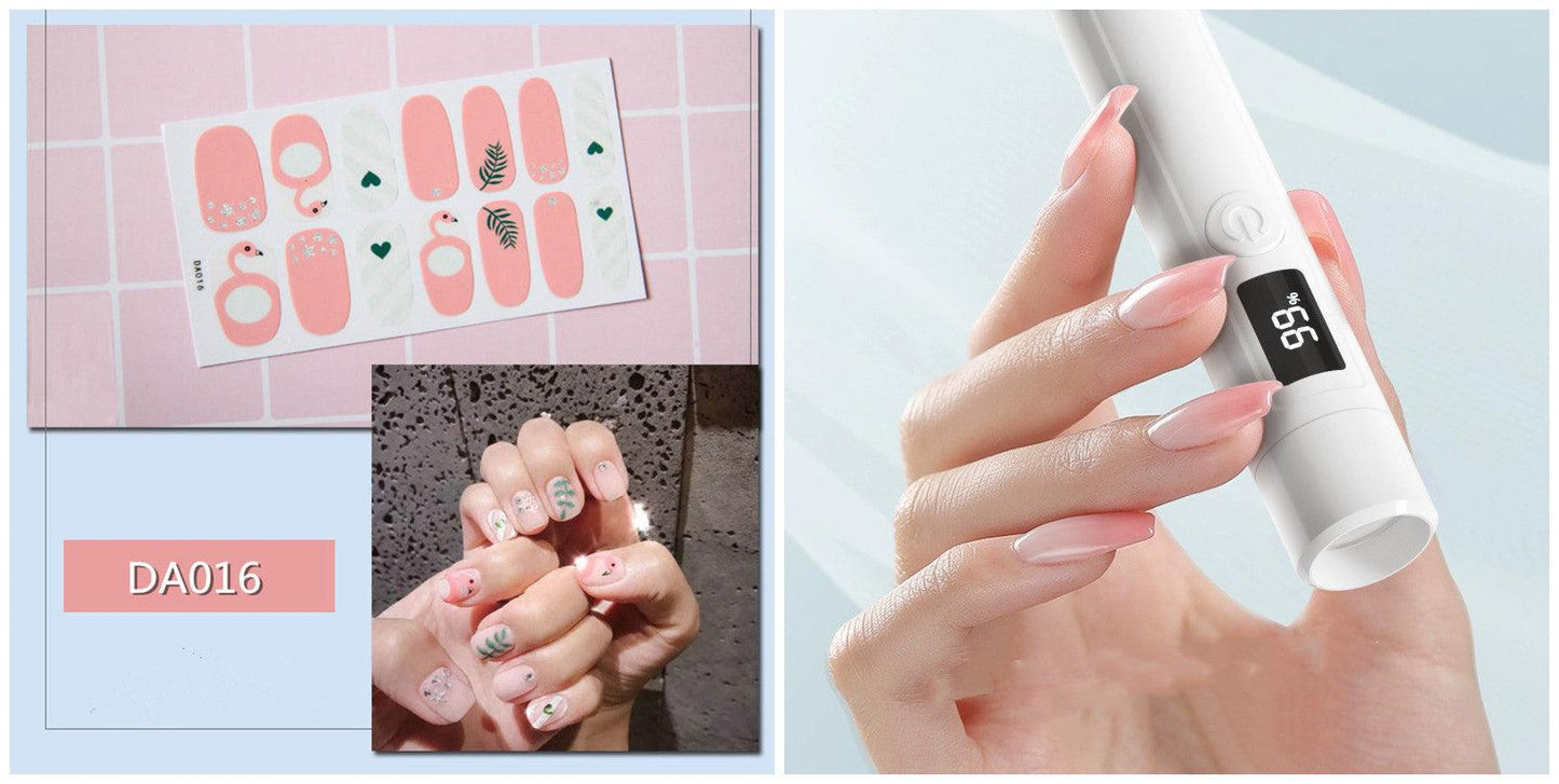 Kit Nail-Patch + Lampe UV avec tampon en silicone amovible, disponible en 12 couleurs - La Boutique Origi'Nails™️