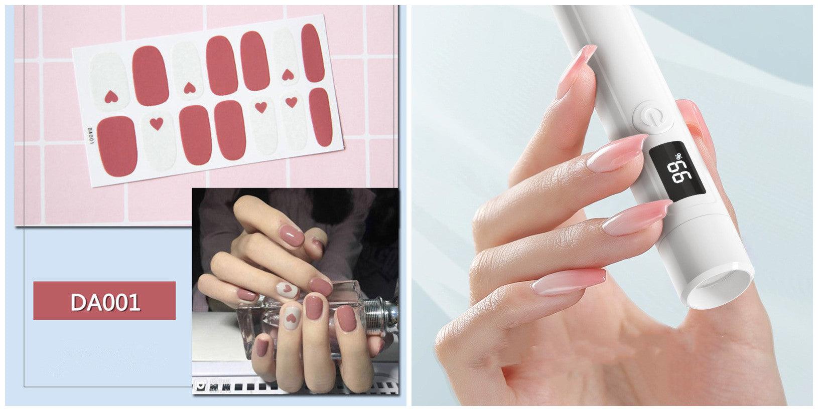 Kit Nail-Patch + Lampe UV avec tampon en silicone amovible, disponible en 12 couleurs - La Boutique Origi'Nails™️