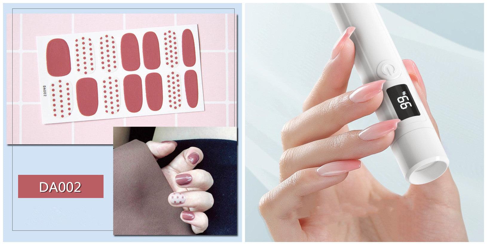 Kit Nail-Patch + Lampe UV avec tampon en silicone amovible, disponible en 12 couleurs - La Boutique Origi'Nails™️