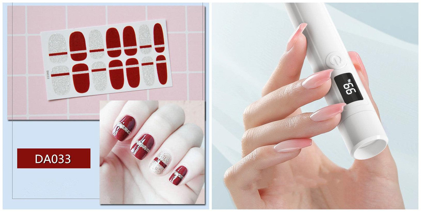 Kit Nail-Patch + Lampe UV avec tampon en silicone amovible, disponible en 12 couleurs - La Boutique Origi'Nails™️