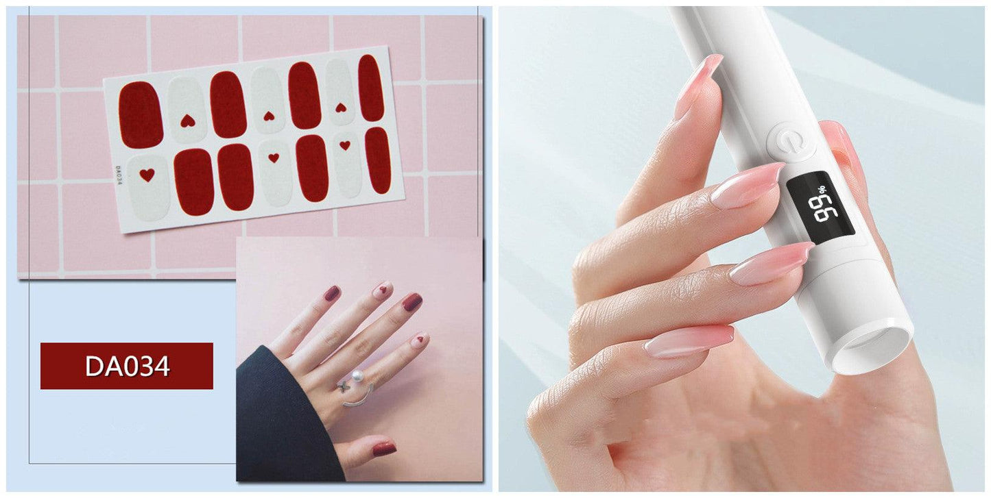 Kit Nail-Patch + Lampe UV avec tampon en silicone amovible, disponible en 12 couleurs - La Boutique Origi'Nails™️